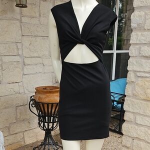Marciano Black Twist-Front Tight Fit Mini Dress Size S